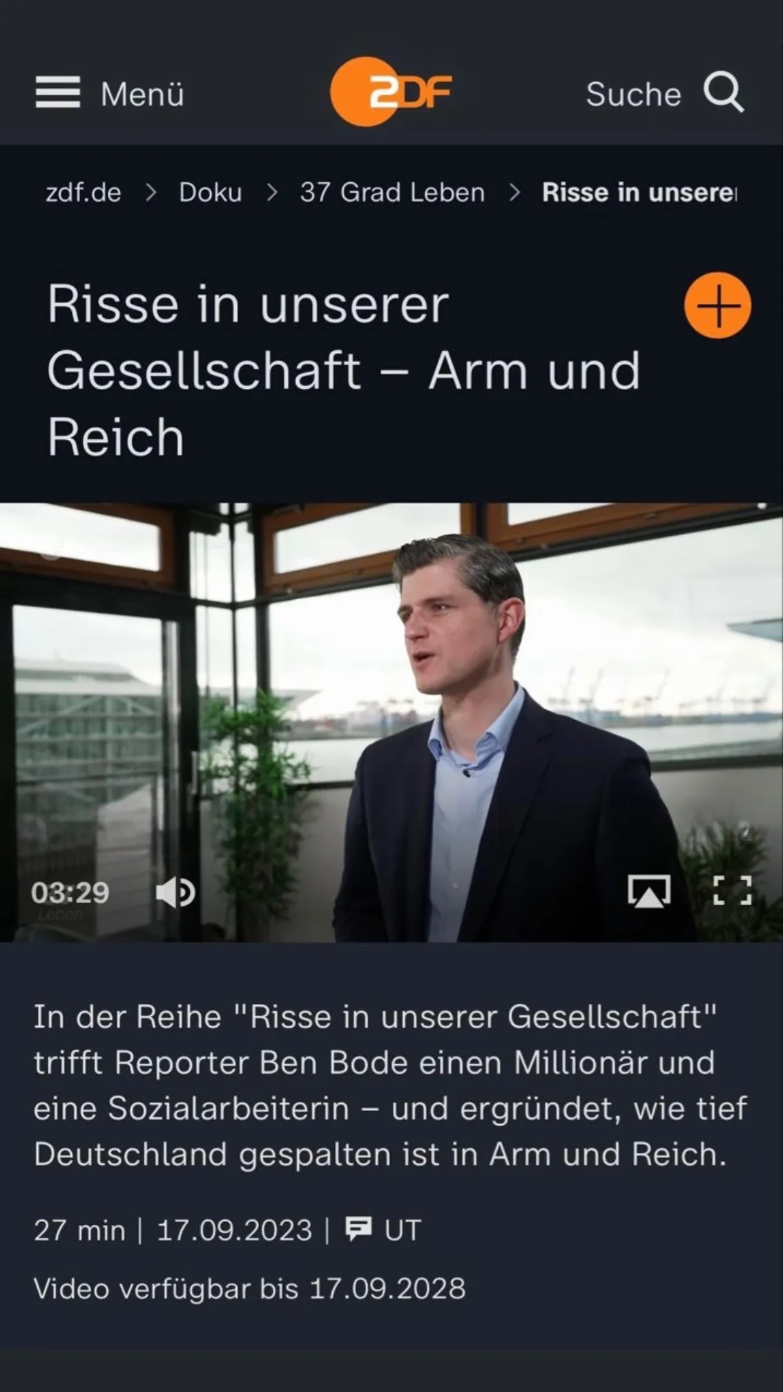 Julien Backhaus in der ZDF-Dokumentation Risse in unserer Gesellschaft